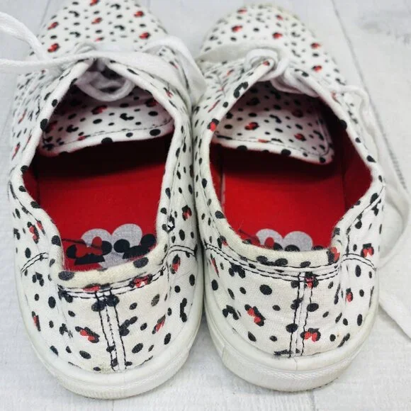 Disney Womens MINNIE MICKEY EARS Polka White Canvas Lace Up Tennis Shoes Size 7 - Picture 8 of 12